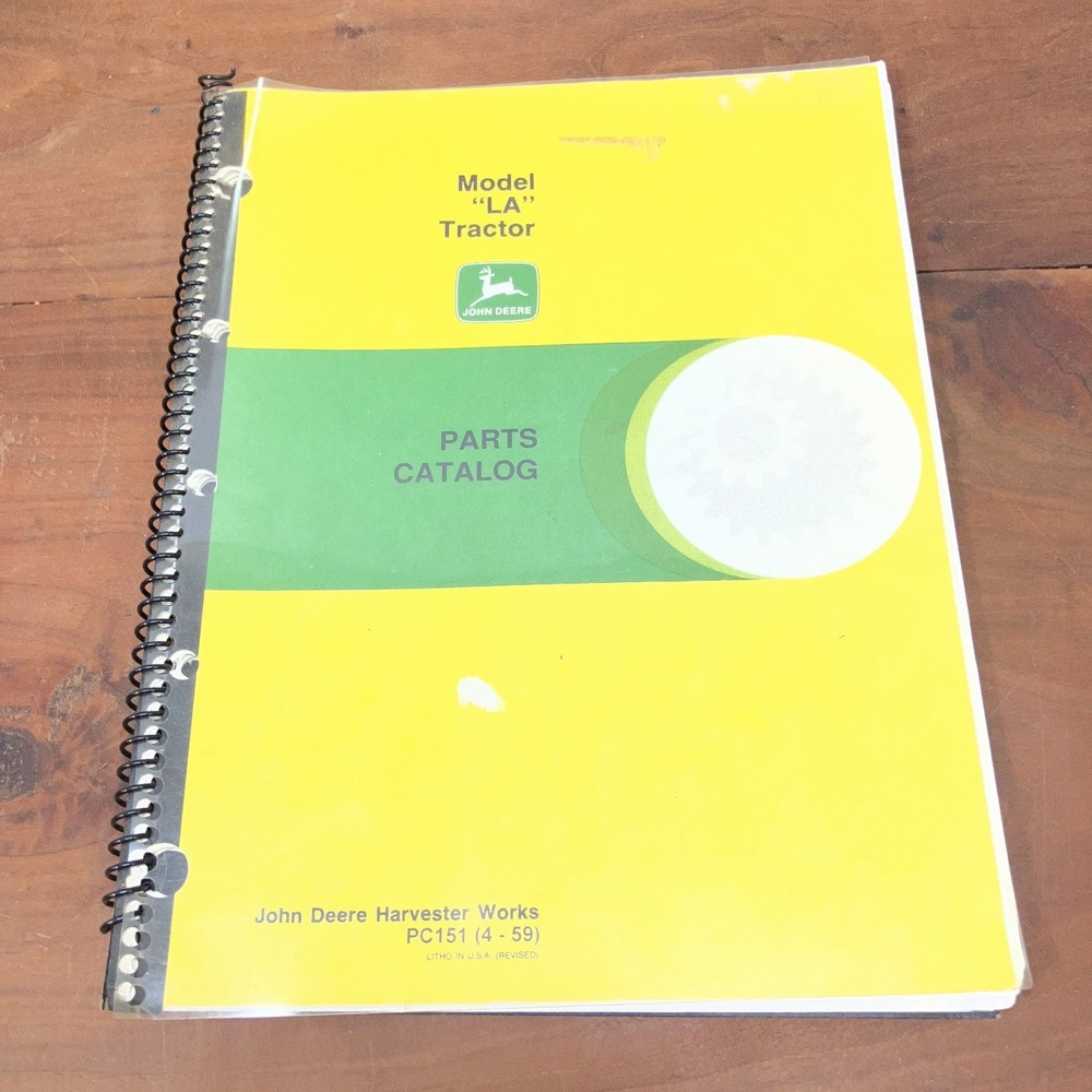 John Deere Model LA Tractor Parts Catalog 1959 Manual PC151 Vintage Original
